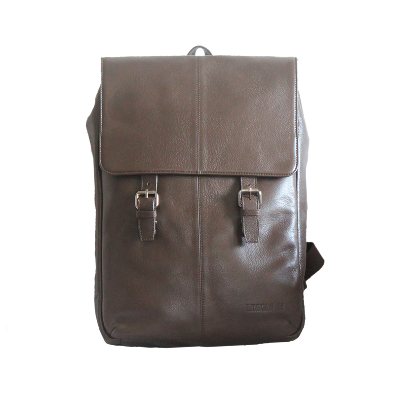 brown leather rucksack