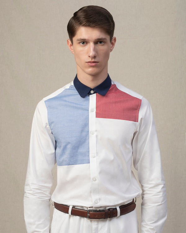 Blue and Red Colourblock Shirt