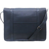Navy Blue Leather Messenger Bag